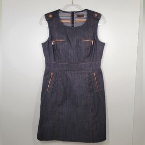 Adolfo Dominguez Dark Wash  Denim Sleeveless A-Line Dress Jumper Sz EU 44 USA 10